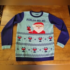 Norther Pole Merlot-Ho-Ho Drunk Santa Wine Ugly Christmas Sweater Women's Large